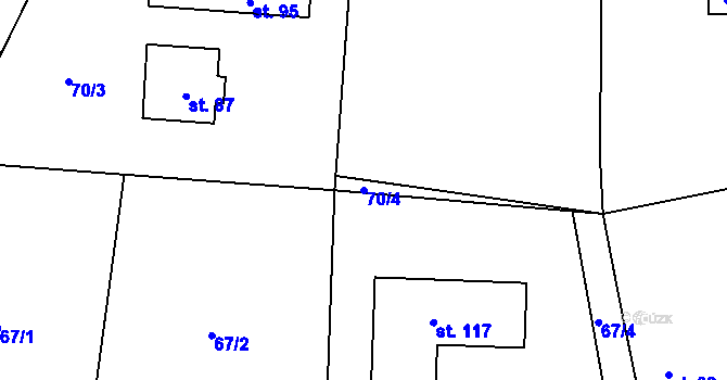 Parcela st. 70/4 v KÚ Ctiboř, Katastrální mapa