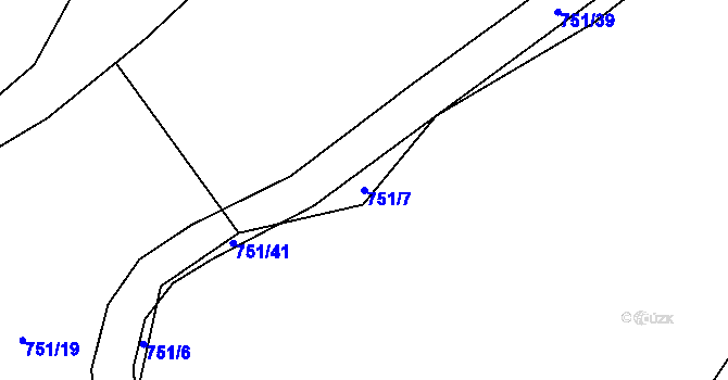 Parcela st. 751/7 v KÚ Ctiboř, Katastrální mapa