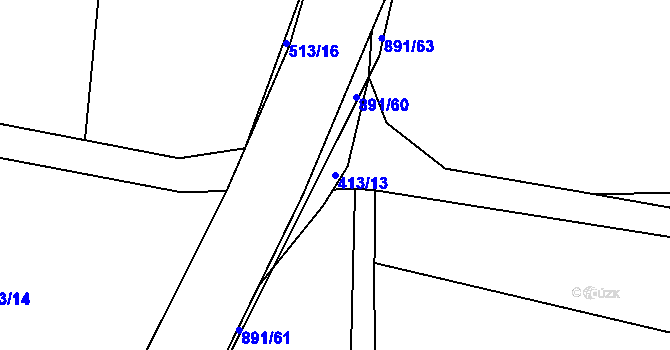 Parcela st. 413/13 v KÚ Ctiboř, Katastrální mapa