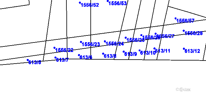 Parcela st. 613/8 v KÚ Ctiboř, Katastrální mapa