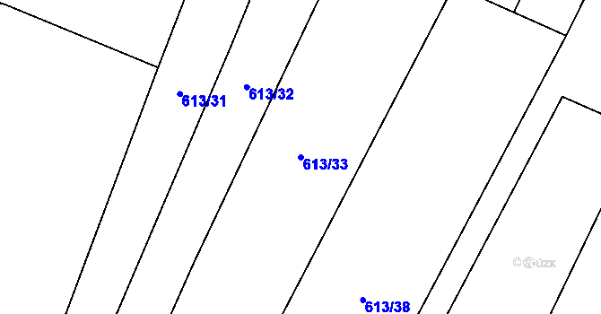 Parcela st. 613/33 v KÚ Ctiboř, Katastrální mapa