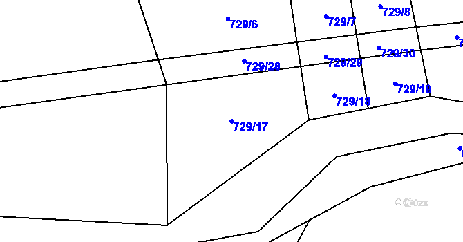 Parcela st. 729/17 v KÚ Ctiboř, Katastrální mapa