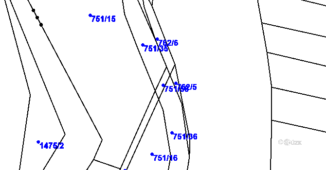 Parcela st. 751/56 v KÚ Ctiboř, Katastrální mapa