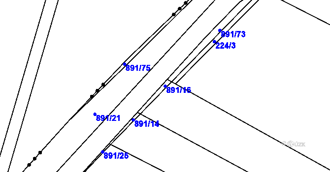 Parcela st. 891/16 v KÚ Ctiboř, Katastrální mapa