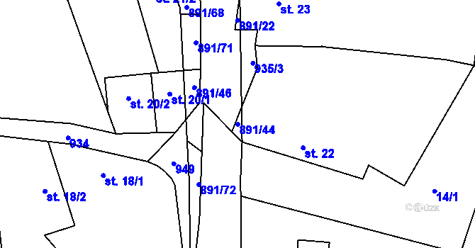 Parcela st. 891/44 v KÚ Ctiboř, Katastrální mapa
