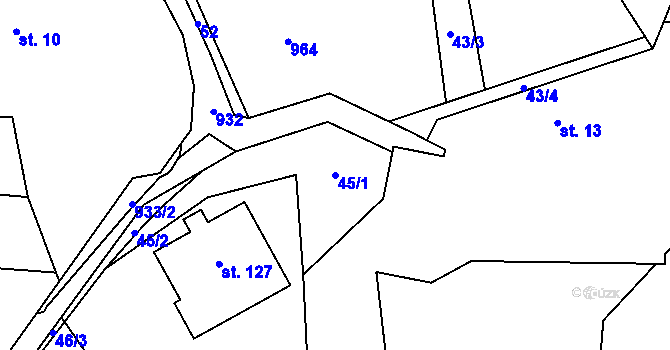 Parcela st. 45/1 v KÚ Ctiboř, Katastrální mapa