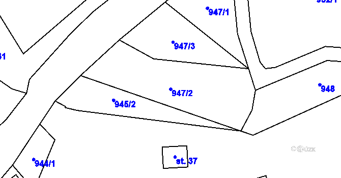 Parcela st. 947/2 v KÚ Březí u Tachova, Katastrální mapa