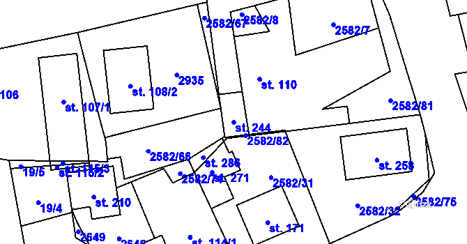 Parcela st. 244 v KÚ Ctiboř u Tachova, Katastrální mapa