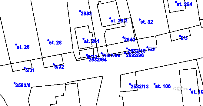 Parcela st. 2582/95 v KÚ Ctiboř u Tachova, Katastrální mapa