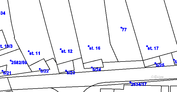 Parcela st. 16 v KÚ Ctiboř u Tachova, Katastrální mapa