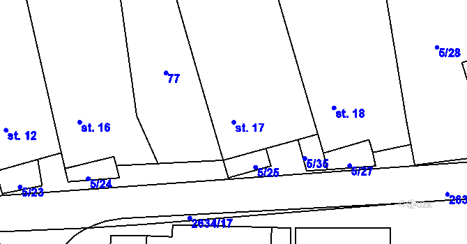 Parcela st. 17 v KÚ Ctiboř u Tachova, Katastrální mapa