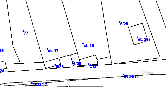 Parcela st. 18 v KÚ Ctiboř u Tachova, Katastrální mapa