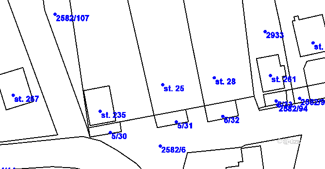 Parcela st. 25 v KÚ Ctiboř u Tachova, Katastrální mapa