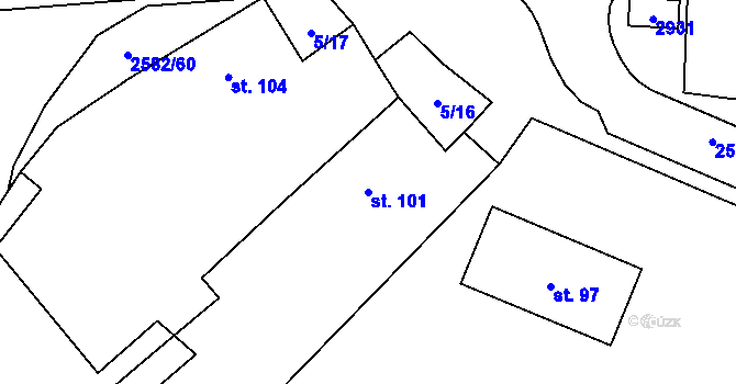 Parcela st. 101 v KÚ Ctiboř u Tachova, Katastrální mapa