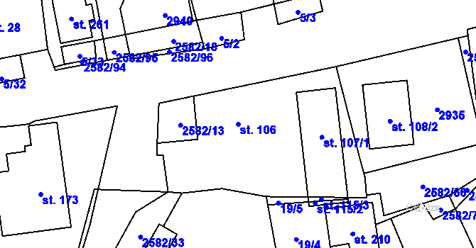 Parcela st. 106 v KÚ Ctiboř u Tachova, Katastrální mapa