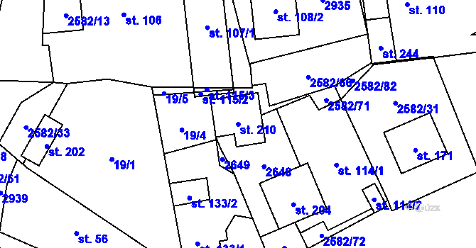 Parcela st. 210 v KÚ Ctiboř u Tachova, Katastrální mapa