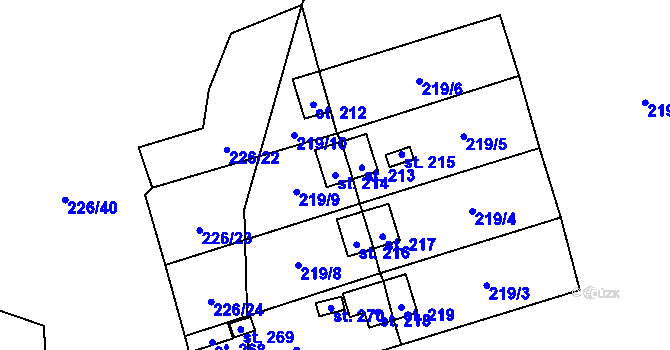 Parcela st. 214 v KÚ Ctiboř u Tachova, Katastrální mapa
