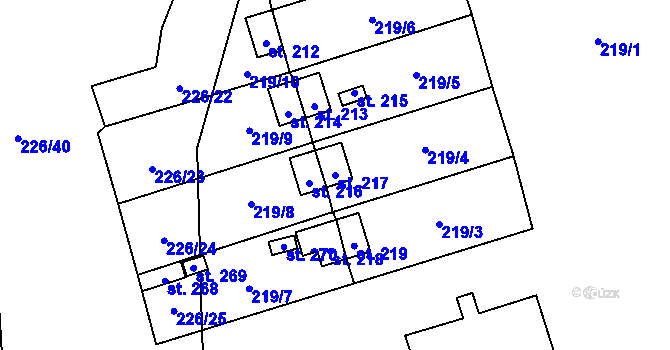 Parcela st. 217 v KÚ Ctiboř u Tachova, Katastrální mapa