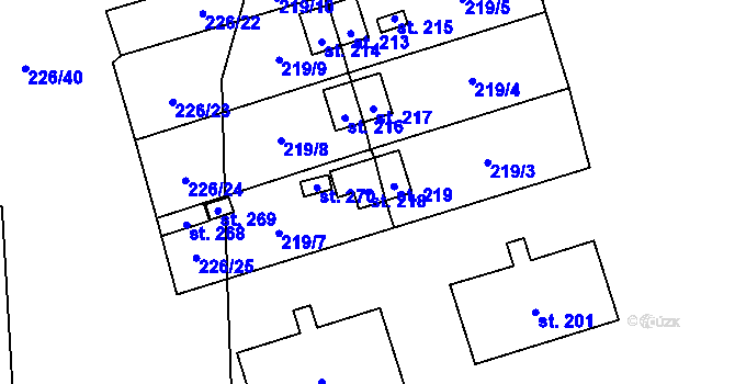 Parcela st. 218 v KÚ Ctiboř u Tachova, Katastrální mapa