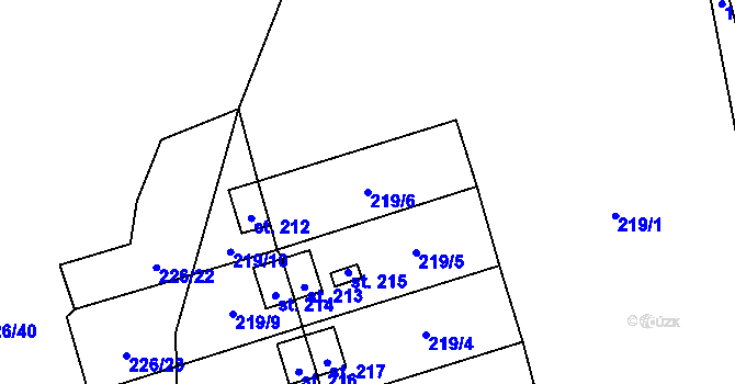 Parcela st. 219/6 v KÚ Ctiboř u Tachova, Katastrální mapa