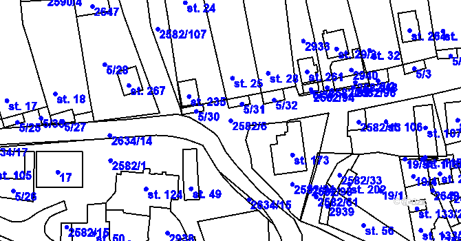 Parcela st. 2582/6 v KÚ Ctiboř u Tachova, Katastrální mapa