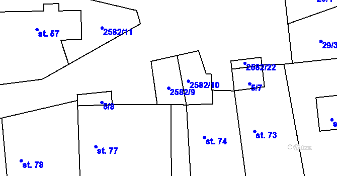 Parcela st. 2582/9 v KÚ Ctiboř u Tachova, Katastrální mapa