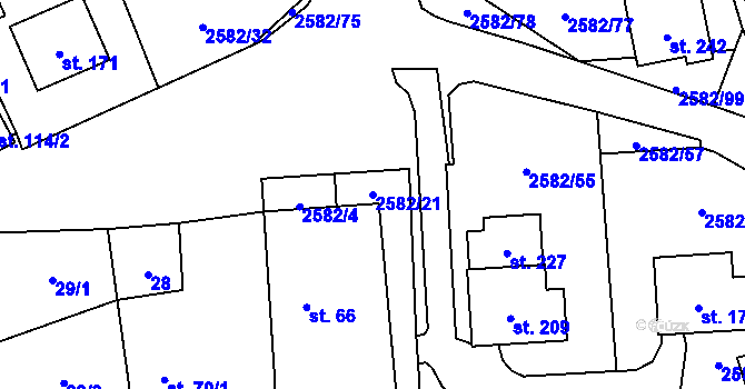 Parcela st. 2582/21 v KÚ Ctiboř u Tachova, Katastrální mapa