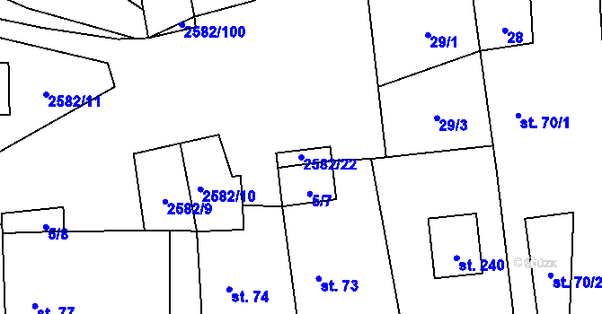 Parcela st. 2582/22 v KÚ Ctiboř u Tachova, Katastrální mapa