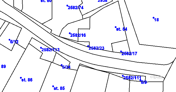 Parcela st. 2582/23 v KÚ Ctiboř u Tachova, Katastrální mapa