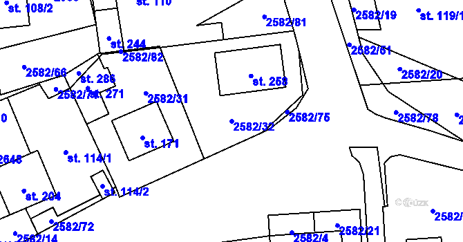 Parcela st. 2582/32 v KÚ Ctiboř u Tachova, Katastrální mapa