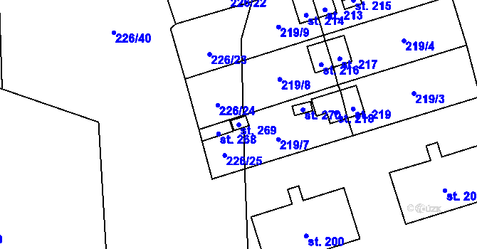 Parcela st. 269 v KÚ Ctiboř u Tachova, Katastrální mapa