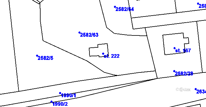 Parcela st. 222 v KÚ Ctiboř u Tachova, Katastrální mapa