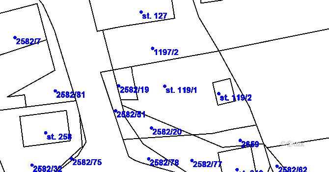 Parcela st. 119/1 v KÚ Ctiboř u Tachova, Katastrální mapa