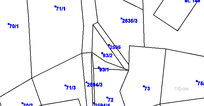 Parcela st. 93/2 v KÚ Ctiboř u Tachova, Katastrální mapa