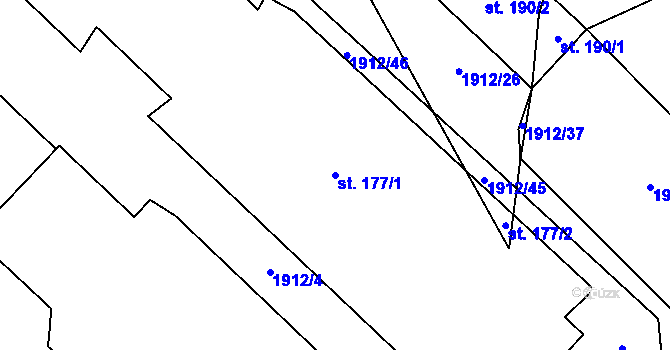 Parcela st. 177/1 v KÚ Ctiboř u Tachova, Katastrální mapa