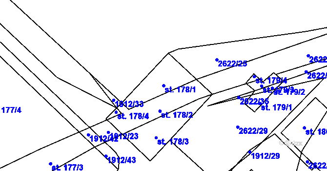 Parcela st. 178/1 v KÚ Ctiboř u Tachova, Katastrální mapa