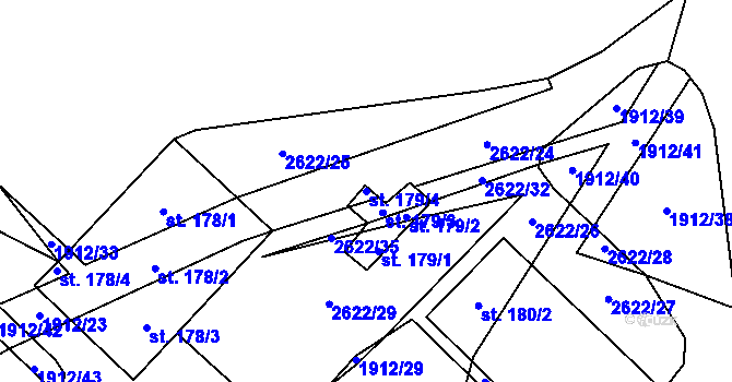 Parcela st. 179/4 v KÚ Ctiboř u Tachova, Katastrální mapa