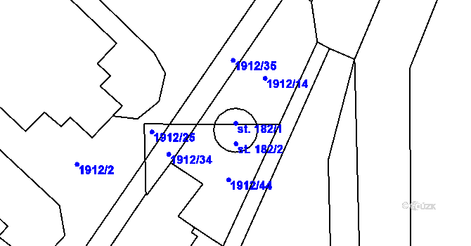 Parcela st. 182/1 v KÚ Ctiboř u Tachova, Katastrální mapa