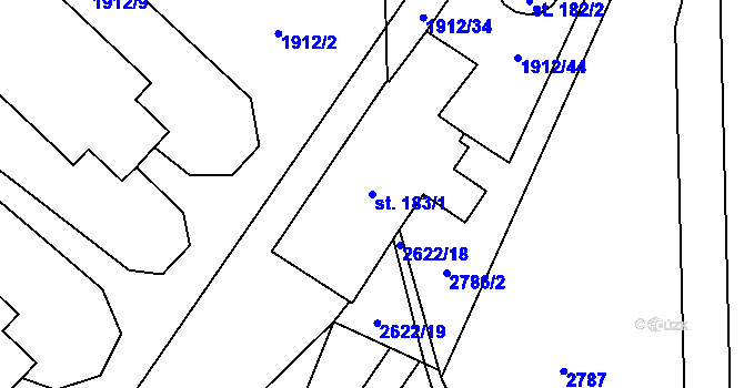 Parcela st. 183/1 v KÚ Ctiboř u Tachova, Katastrální mapa