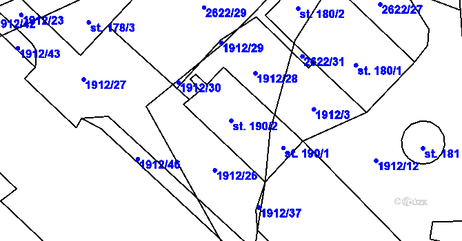 Parcela st. 190/2 v KÚ Ctiboř u Tachova, Katastrální mapa
