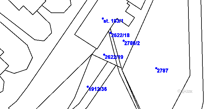 Parcela st. 2622/19 v KÚ Ctiboř u Tachova, Katastrální mapa