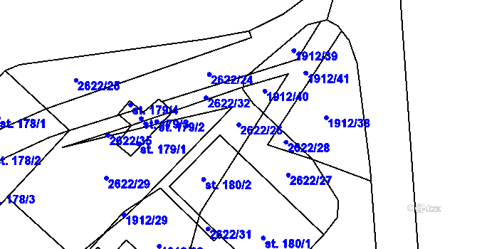 Parcela st. 2622/26 v KÚ Ctiboř u Tachova, Katastrální mapa