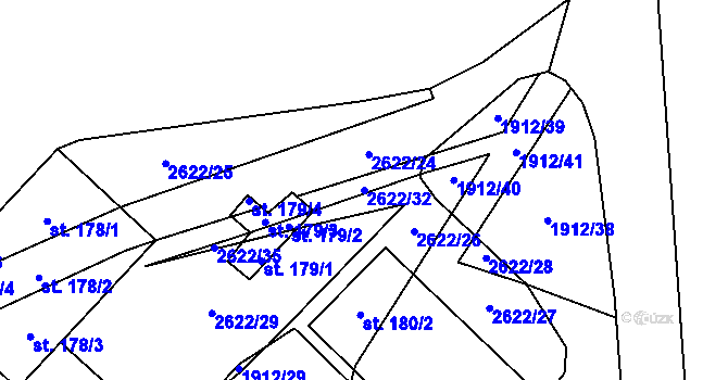 Parcela st. 2622/32 v KÚ Ctiboř u Tachova, Katastrální mapa