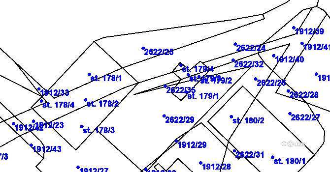 Parcela st. 2622/35 v KÚ Ctiboř u Tachova, Katastrální mapa