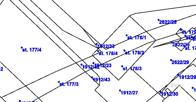 Parcela st. 178/4 v KÚ Ctiboř u Tachova, Katastrální mapa