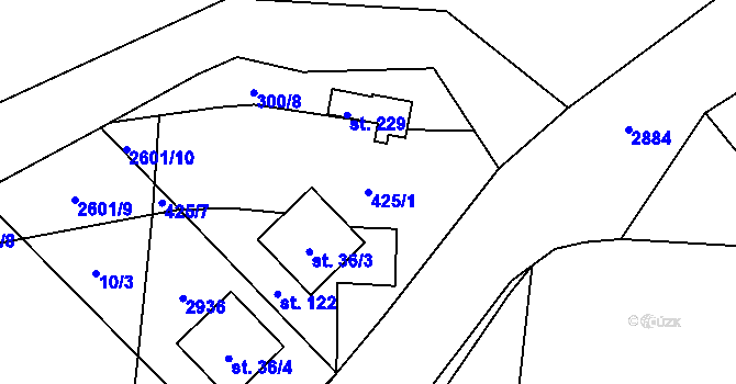 Parcela st. 425/1 v KÚ Ctiboř u Tachova, Katastrální mapa