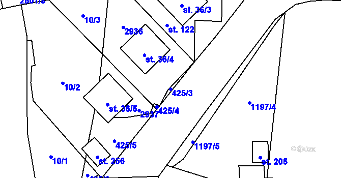 Parcela st. 425/3 v KÚ Ctiboř u Tachova, Katastrální mapa