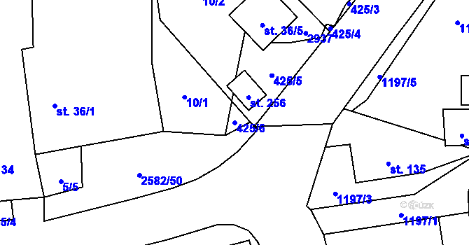 Parcela st. 425/6 v KÚ Ctiboř u Tachova, Katastrální mapa