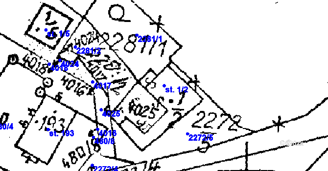 Parcela st. 1/2 v KÚ Ctidružice, Katastrální mapa