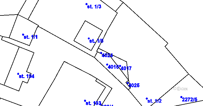 Parcela st. 1/4 v KÚ Ctidružice, Katastrální mapa